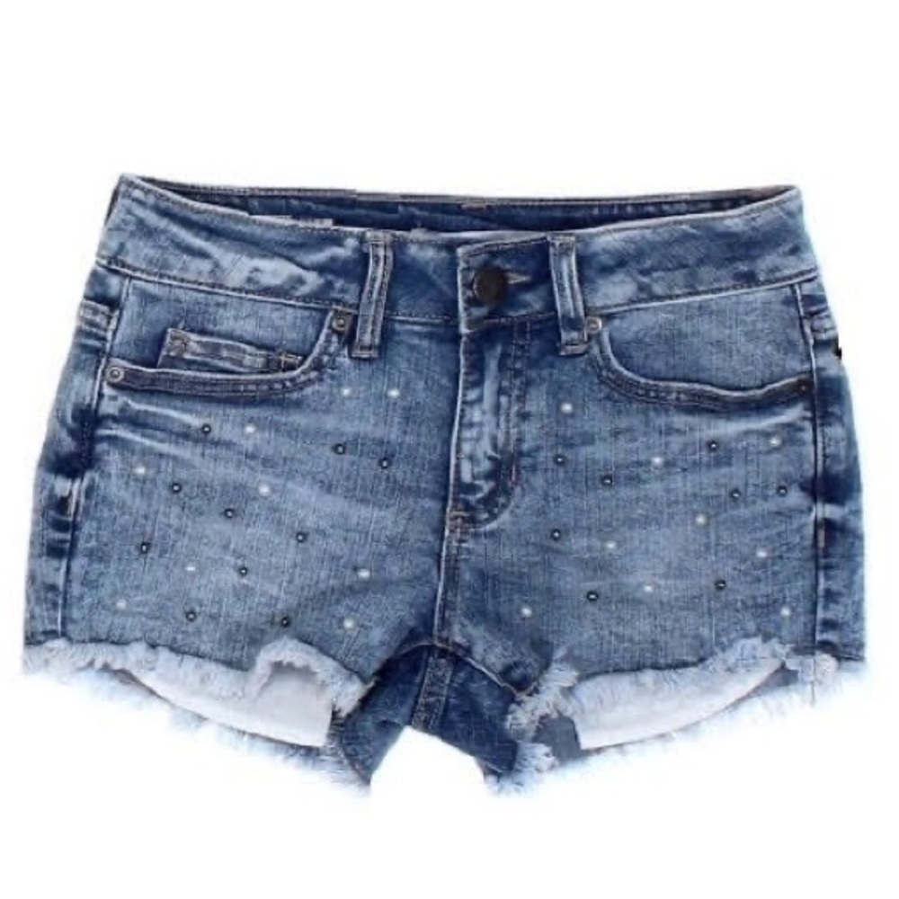 Light Wash Pearl Detailed Cutoffs